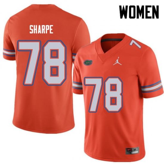 Women's Florida Gators #78 David Sharpe NCAA Jordan Brand Orange Authentic Stitched College Football Jersey KSI4662BY